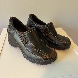 Skechers Brown Leather Wedge Platform Loafers